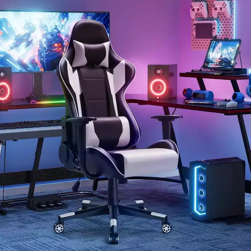 BALHAM TRADE-Sedia da gaming in pelle PU Sedia da ufficio con schienale alto Sedia da scrivania girevole regolabile con poggiatesta
