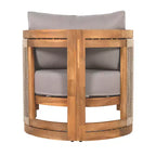 Poltrona da Esterno a Botte per Patio, Sedia Club da Esterno, Poltrona Curva con Cuscino Resistente all'Acqua e Telaio in Legno di Acacia Resistente alle Intemperie -ModernLuxe