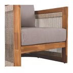 Poltrona da Esterno a Botte per Patio, Sedia Club da Esterno, Poltrona Curva con Cuscino Resistente all'Acqua e Telaio in Legno di Acacia Resistente alle Intemperie -ModernLuxe