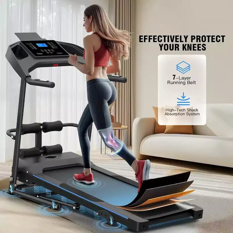 HOMDOX 2026 Upgrade 3.5HP Foldable Treadmill w/Sit Up Bench|Incline/350lbs Capacity|Smart LCD-Display Body Fat/Heart Rate MultiFUN_ Exercise Equipment
