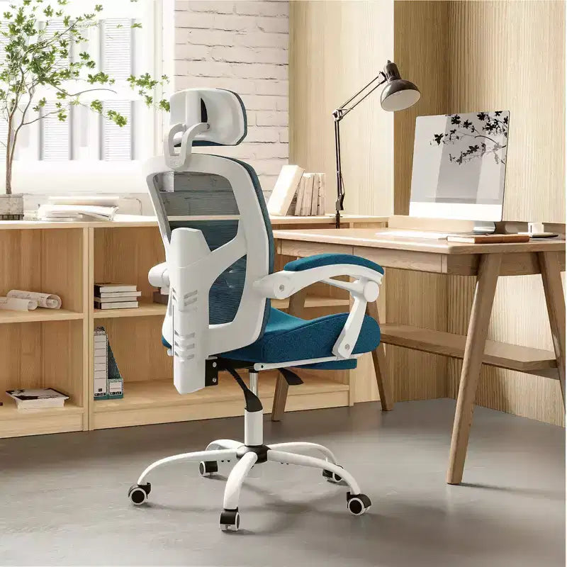 Sedia da ufficio ergonomica TUYOHW con poggiapiedi estraibile, sedia da gaming con cuscino di supporto lombare e braccioli imbottiti, sedia girevole per ufficio