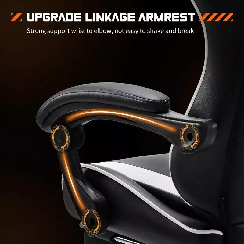 TUYOHW Ergonomic Gaming Chair with Footrest, PU Leather Recliner with Headrest and Fixed Up Armrest, Computer Chair for Study, Office