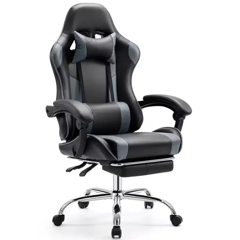TUYOHW Sedia da Gaming Ergonomica con Poggiapiedi, Poltrona Reclinabile in Pelle PU con Poggiatesta e Bracciolo Fisso, Sedia da Ufficio per Studio