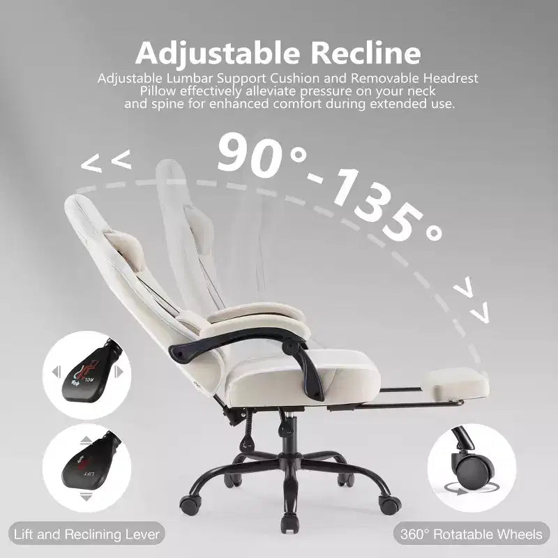 Sedia da ufficio ergonomica TUYOHW con braccioli imbottiti, sedia da gaming con supporto lombare, sedia girevole con ruote per casa, ufficio