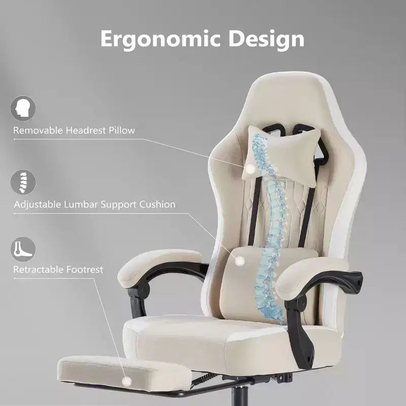 Sedia da ufficio ergonomica TUYOHW con braccioli imbottiti, sedia da gaming con supporto lombare, sedia girevole con ruote per casa, ufficio