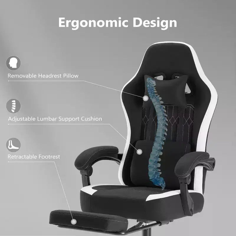 Sedia da ufficio ergonomica TUYOHW con braccioli imbottiti, sedia da gaming con supporto lombare, sedia girevole con ruote per casa, ufficio