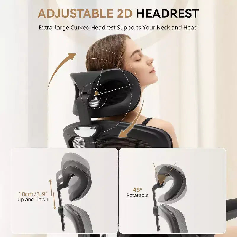 COZONY Sedia da scrivania ergonomica - Sedia da ufficio in rete con ruote, Sedia da gaming per computer con schienale alto e poggiatesta regolabile, Sedia da lavoro girevole con rotelle