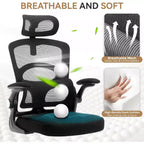COZONY Sedia da scrivania ergonomica - Sedia da ufficio in rete con ruote, Sedia da gaming per computer con schienale alto e poggiatesta regolabile, Sedia da lavoro girevole con rotelle