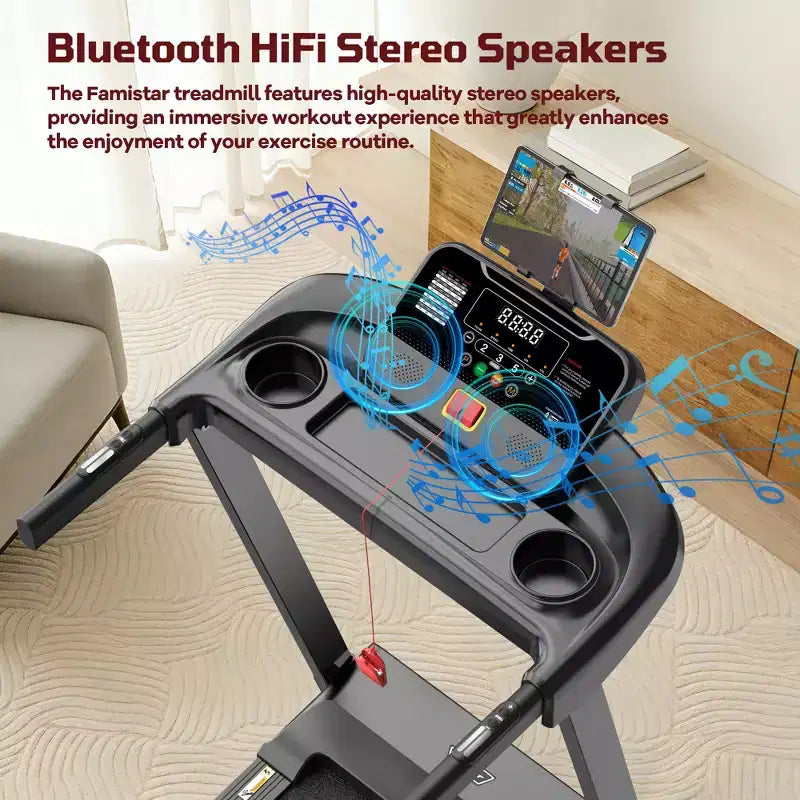 Tapis Roulant Pieghevole da 3,5 CV per Casa/Ufficio, 3 Livelli di Inclinazione, 12 km/h, 64 Programmi, Corsi GRATUITI e Controllo tramite APP, Monitor Frequenza Cardiaca, Tapis Roulant per Camminata e Jogging