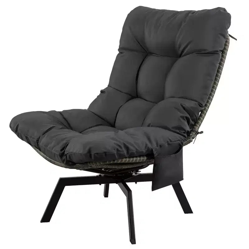 Celebalcony Outdoor Rattan Swivel Chair,with Thickened Cushion and Side Pocket,360 Rotation Patio Lounge Chairs for Living Room,Balcony