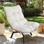 Celebalcony Outdoor Rattan Swivel Chair,with Thickened Cushion and Side Pocket,360 Rotation Patio Lounge Chairs for Living Room,Balcony