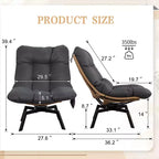 Celebalcony Outdoor Rattan Swivel Chair,with Thickened Cushion and Side Pocket,360 Rotation Patio Lounge Chairs for Living Room,Balcony
