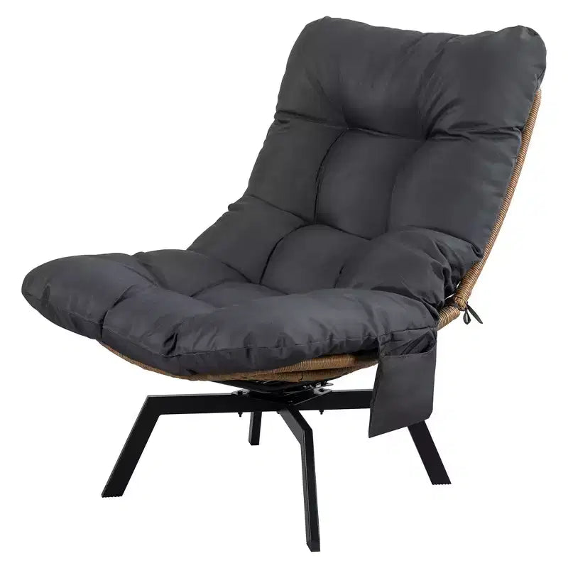 Celebalcony Outdoor Rattan Swivel Chair,with Thickened Cushion and Side Pocket,360 Rotation Patio Lounge Chairs for Living Room,Balcony