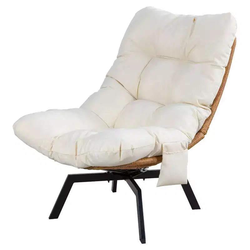 Celebalcony Outdoor Rattan Swivel Chair,with Thickened Cushion and Side Pocket,360 Rotation Patio Lounge Chairs for Living Room,Balcony
