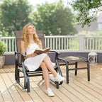 Outsunny Outdoor Glider Chair with Ottoman, 2-Piece Patio Glider Set with High Back, Wide Seat, Breathable Mesh for Porch, Garden, Backyard