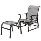 Outsunny Outdoor Glider Chair with Ottoman, 2-Piece Patio Glider Set with High Back, Wide Seat, Breathable Mesh for Porch, Garden, Backyard