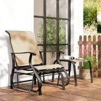 Outsunny Outdoor Glider Chair with Ottoman, 2-Piece Patio Glider Set with High Back, Wide Seat, Breathable Mesh for Porch, Garden, Backyard