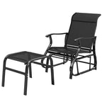Outsunny Outdoor Glider Chair with Ottoman, 2-Piece Patio Glider Set with High Back, Wide Seat, Breathable Mesh for Porch, Garden, Backyard