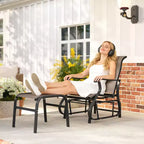 Outsunny Outdoor Glider Chair with Ottoman, 2-Piece Patio Glider Set with High Back, Wide Seat, Breathable Mesh for Porch, Garden, Backyard
