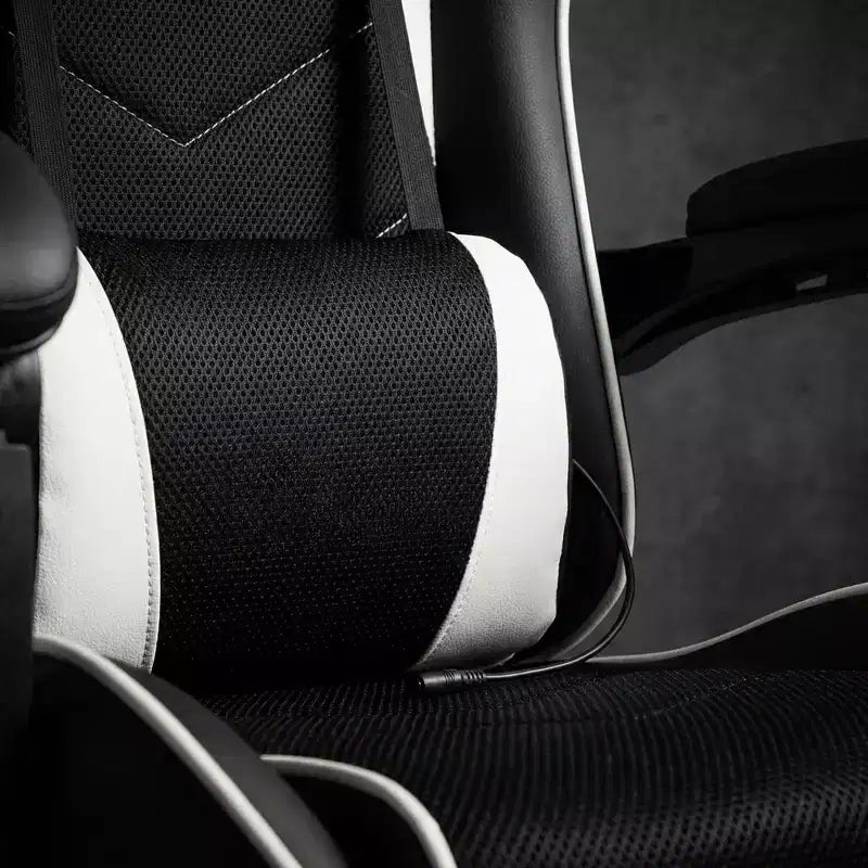 Sedia da gaming stile racing, sedia e-sports ergonomica con massaggio, pelle PU, schiuma stampata ad alta densità, comoda e sicura, bianca