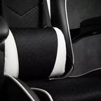 Sedia da gaming stile racing, sedia e-sports ergonomica con massaggio, pelle PU, schiuma stampata ad alta densità, comoda e sicura, bianca