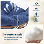 Dondolo da esterno con poggiapiedi, poltrone Papasan da patio oversize con cuscino, sedia a dondolo moderna per soggiorno, giardino, portico, balcone
