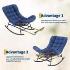 Dondolo da esterno con poggiapiedi, poltrone Papasan da patio oversize con cuscino, sedia a dondolo moderna per soggiorno, giardino, portico, balcone