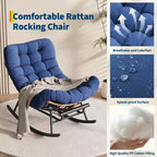 Dondolo da esterno con poggiapiedi, poltrone Papasan da patio oversize con cuscino, sedia a dondolo moderna per soggiorno, giardino, portico, balcone