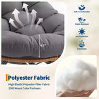 Dondolo da esterno con poggiapiedi, poltrone Papasan da patio oversize con cuscino, sedia a dondolo moderna per soggiorno, giardino, portico, balcone