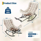 Dondolo da esterno con poggiapiedi, poltrone Papasan da patio oversize con cuscino, sedia a dondolo moderna per soggiorno, giardino, portico, balcone