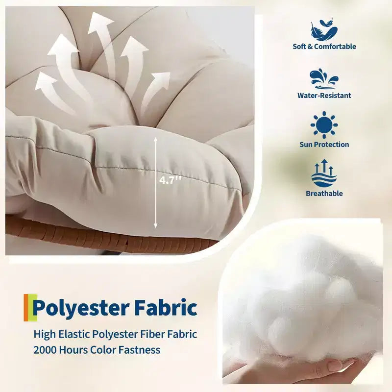 Dondolo da esterno con poggiapiedi, poltrone Papasan da patio oversize con cuscino, sedia a dondolo moderna per soggiorno, giardino, portico, balcone