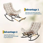 Dondolo da esterno con poggiapiedi, poltrone Papasan da patio oversize con cuscino, sedia a dondolo moderna per soggiorno, giardino, portico, balcone