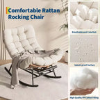 Dondolo da esterno con poggiapiedi, poltrone Papasan da patio oversize con cuscino, sedia a dondolo moderna per soggiorno, giardino, portico, balcone