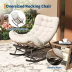 Dondolo da esterno con poggiapiedi, poltrone Papasan da patio oversize con cuscino, sedia a dondolo moderna per soggiorno, giardino, portico, balcone