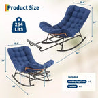 Dondolo da esterno con poggiapiedi, poltrone Papasan da patio oversize con cuscino, sedia a dondolo moderna per soggiorno, giardino, portico, balcone
