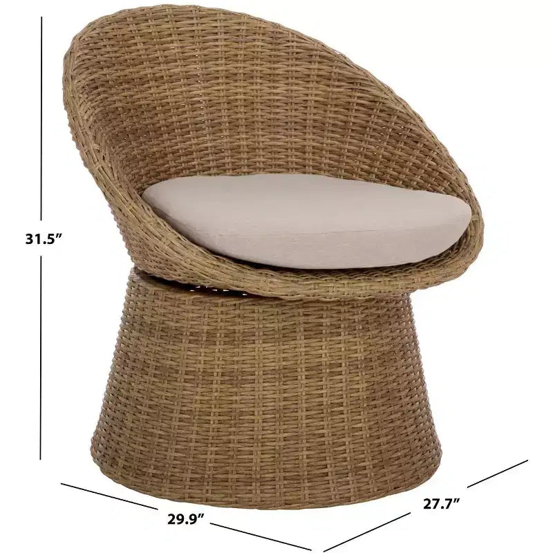 Sedia girevole Drew per interni ed esterni - PAT7543 - Naturale/Tortora - Safavieh