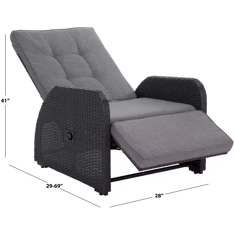 Millman Recliner Chair Indoor/Outdoor - PAT6906 - Black/Grey - Safavieh