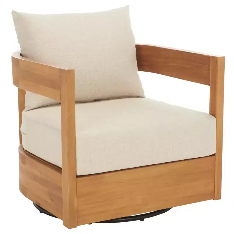Kento Swivel Chair Indoor/Outdoor - PAT7099 - Natural/Taupe - Safavieh