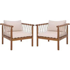 Sabrina Side Chair Indoor/Outdoor (Set of 2) - PAT6809 - Teak Brown/Cream - Safavieh