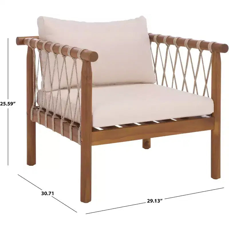Sabrina Side Chair Indoor/Outdoor (Set of 2) - PAT6809 - Teak Brown/Cream - Safavieh