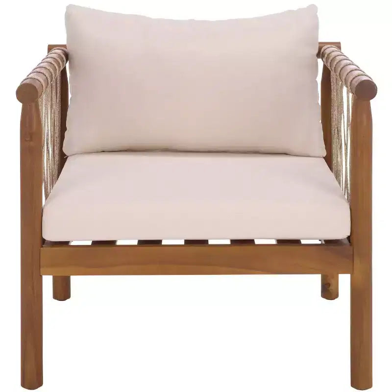Sabrina Side Chair Indoor/Outdoor (Set of 2) - PAT6809 - Teak Brown/Cream - Safavieh