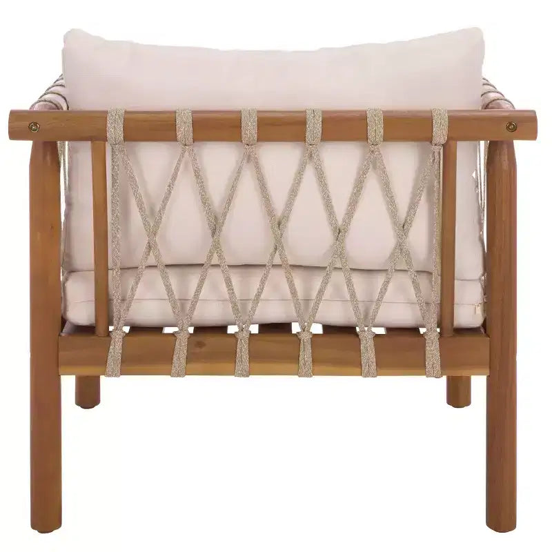 Sabrina Side Chair Indoor/Outdoor (Set of 2) - PAT6809 - Teak Brown/Cream - Safavieh