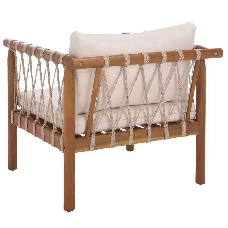 Sabrina Side Chair Indoor/Outdoor (Set of 2) - PAT6809 - Teak Brown/Cream - Safavieh