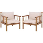 Cardori Side Chair Indoor/Outdoor (Set of 2) - PAT6807 - Teak Brown/Cream - Safavieh