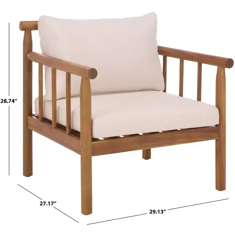 Cardori Side Chair Indoor/Outdoor (Set of 2) - PAT6807 - Teak Brown/Cream - Safavieh