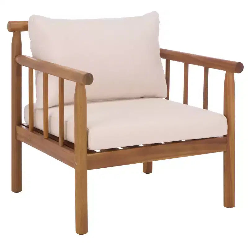 Cardori Side Chair Indoor/Outdoor (Set of 2) - PAT6807 - Teak Brown/Cream - Safavieh