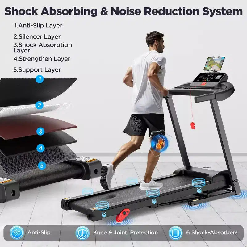 APP Control Treadmill  Limited-Time Deal, Treadmill w/ 300lb Capacity, 3HP Folding Treadmill for Home Walking Running, 64 Programs,Knee Strap Gift
