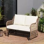 LAUSAINT HOME 2 Person Outdoor Ratten Patio Swing Glider Rattan Rocking Chair with Cushion
