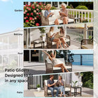 LAUSAINT HOME 2 Person Outdoor Ratten Patio Swing Glider Rattan Rocking Chair with Cushion