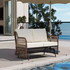 LAUSAINT HOME 2 Person Outdoor Ratten Patio Swing Glider Rattan Rocking Chair with Cushion